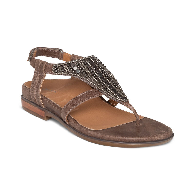 Aetrex Womens Sheila Sandals Stone - LKniGizg5